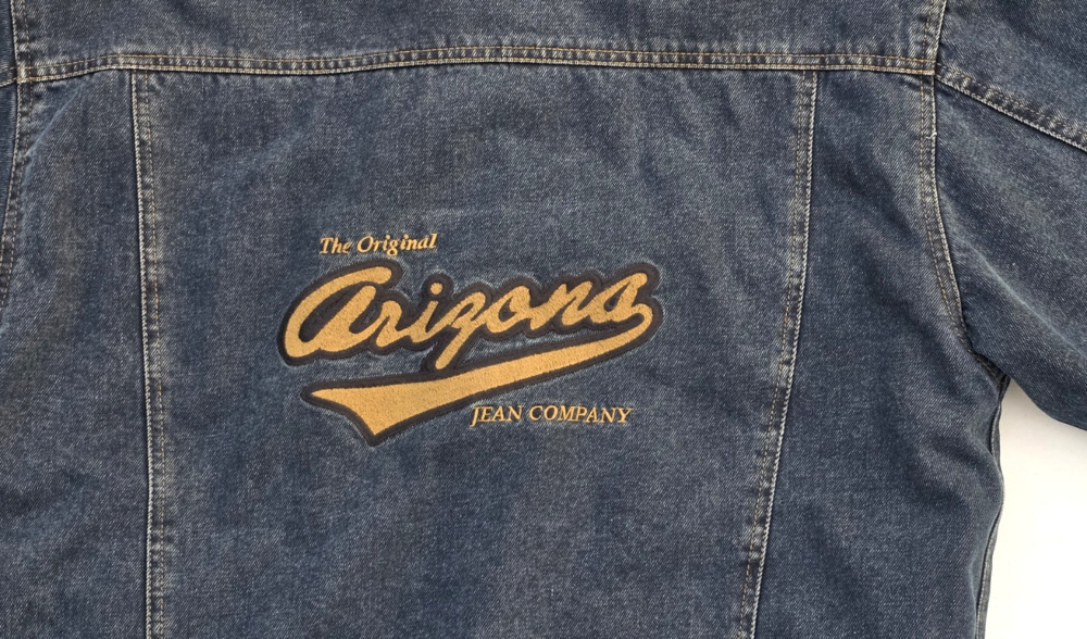 VTG Arizona Jeans Reversible Quilted Denim Jacket Men's Size Large Blue & Black
